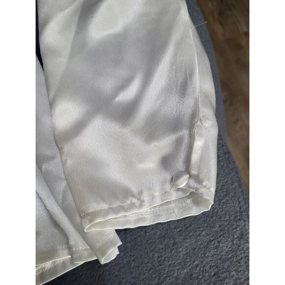 ANNE KLEIN VTG Womens SZ 8 Wrap Satin Applique Blouse Top Feminine White - Picture 8 of 11